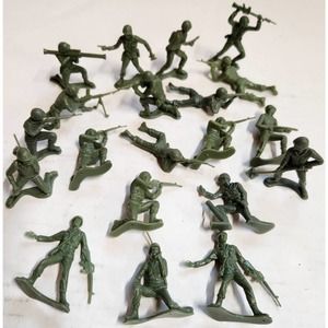 1950s Lido Plastic Green Army Men 3 Inch Lot of‎ 20 Figures Soldiers WWII Toy *5